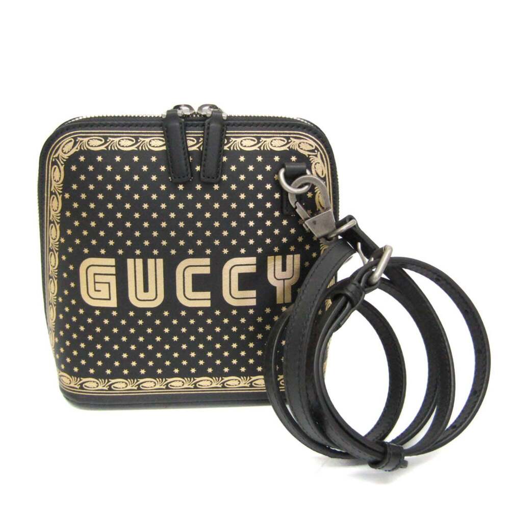 GUCCI Authentic Black Leather Shoulder Bag - Picture 1 of 12